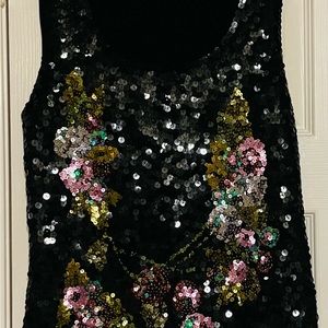 Michelle Nicole Small Beautiful Sleeveless Sequin Black Top EUC